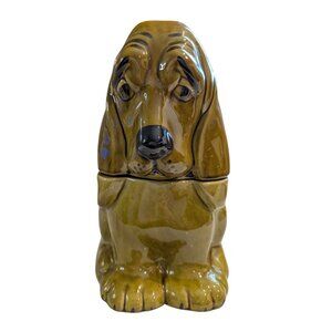 Vintage Basset Hound Dog Cookie Jar Glossy Ceramic Doranne of California 1950s